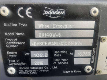 Колёсный экскаватор Doosan DX 140 W-5 Dismantled: only spare parts: фото 5
