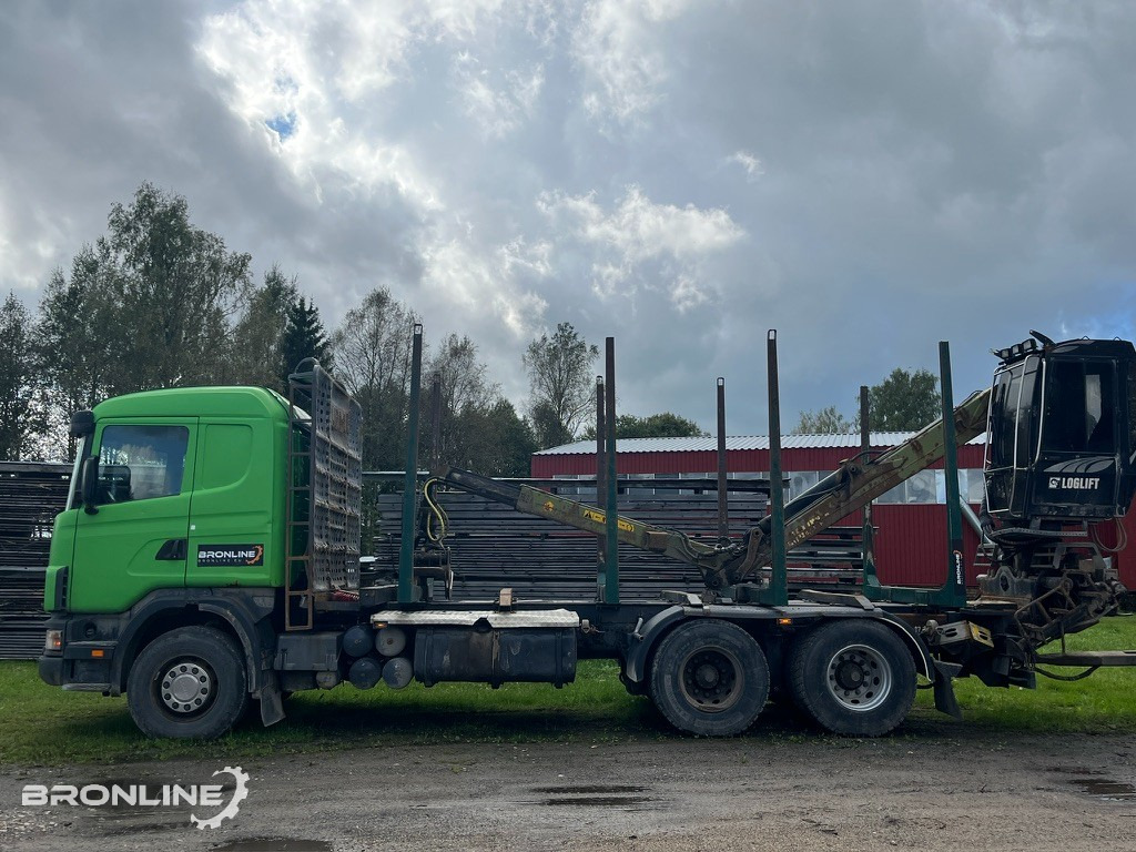 2001 Scania R144 6x4 Loglift + 1997 Närko TP3-RT-280 - Лесовоз, Автоманипулятор: фото 3 2001 Scania R144 6x4 Loglift + 1997 Närko TP3-RT-280 - Лесовоз, Автоманипулятор: фото 3