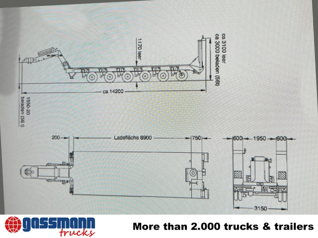 Низкорамный полуприцеп Для транспортировки тяжёлой техники Kässbohrer SLT 56 t, Elefant (Franziska) EX BW: фото 7