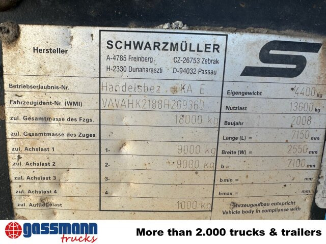 Schwarzmüller TKA 18, Alu-Bordwände, ca. 11m³ - Самосвальный прицеп: фото 2 Schwarzmüller TKA 18, Alu-Bordwände, ca. 11m³ - Самосвальный прицеп: фото 2
