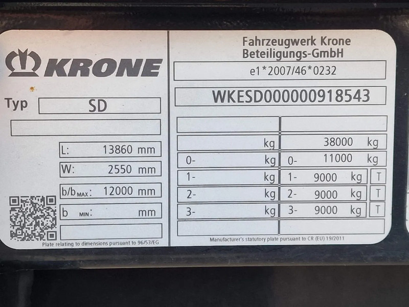 Тентованный полуприцеп Krone SD - Tautliner - 3 axle BPW - Lift Axle - Sliding roof: фото 13