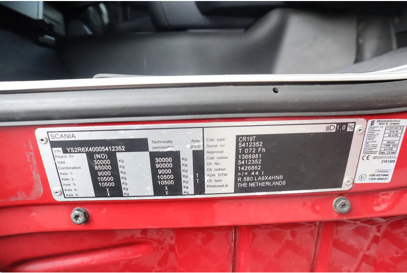 Тягач Scania R580 V8 | 6X4 | HYDRAULICS | RETARDER | 85 TON | BIG AXLES | EURO 6: фото 20