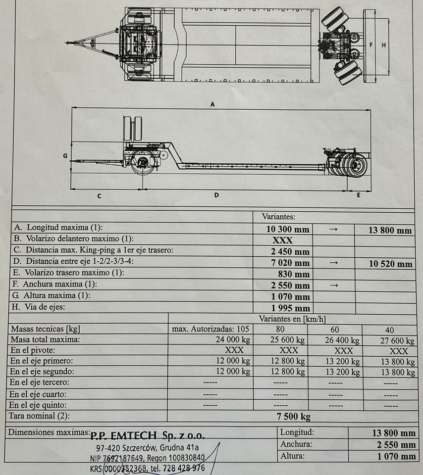 EMTECH 2 osiowa PCN 18 TIEFBETT Zagłębiana Rozciągana Oś Skrętna UNIKAT - Низкорамный полуприцеп: фото 5 EMTECH 2 osiowa PCN 18 TIEFBETT Zagłębiana Rozciągana Oś Skrętna UNIKAT - Низкорамный полуприцеп: фото 5