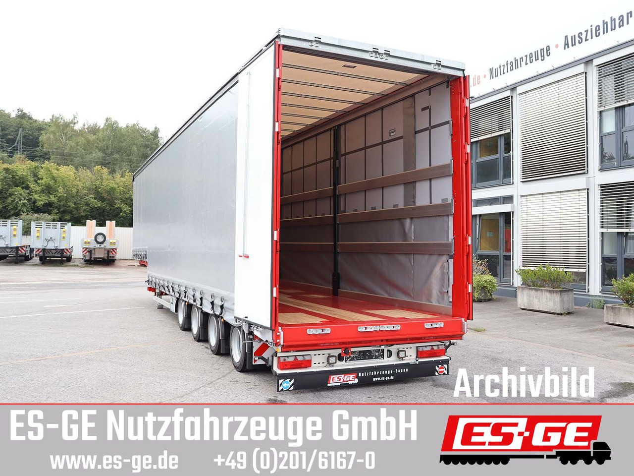 Низкорамный полуприцеп ES-GE 4-Achs-Satteltieflader mit Curtainsider-Aufbau: фото 8
