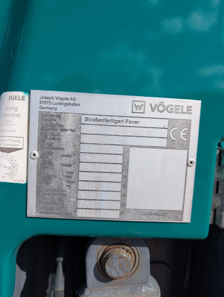 Асфальтоукладчик Vogele Super 1803-3i: фото 19 Асфальтоукладчик Vogele Super 1803-3i: фото 19