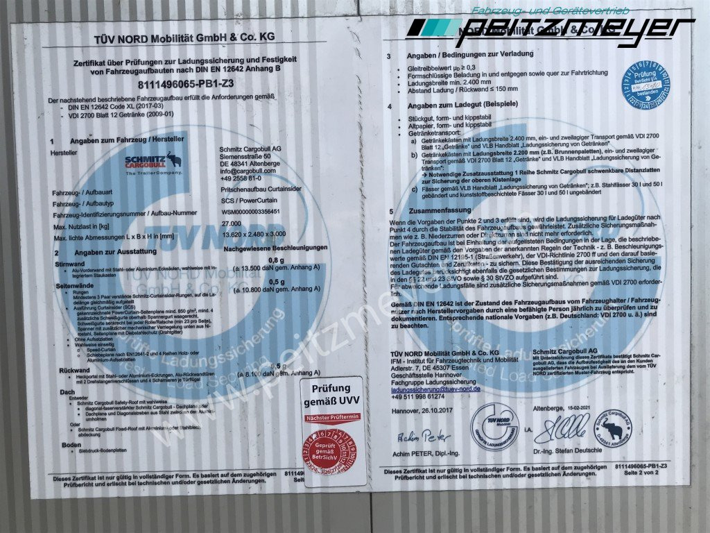 Тентованный полуприцеп SCHMITZ 3 Achs Pritschenauflieger SCS 24/L-13.62 Mega, Power-Curtain Jumbo, Edscha, RSAB,: фото 17