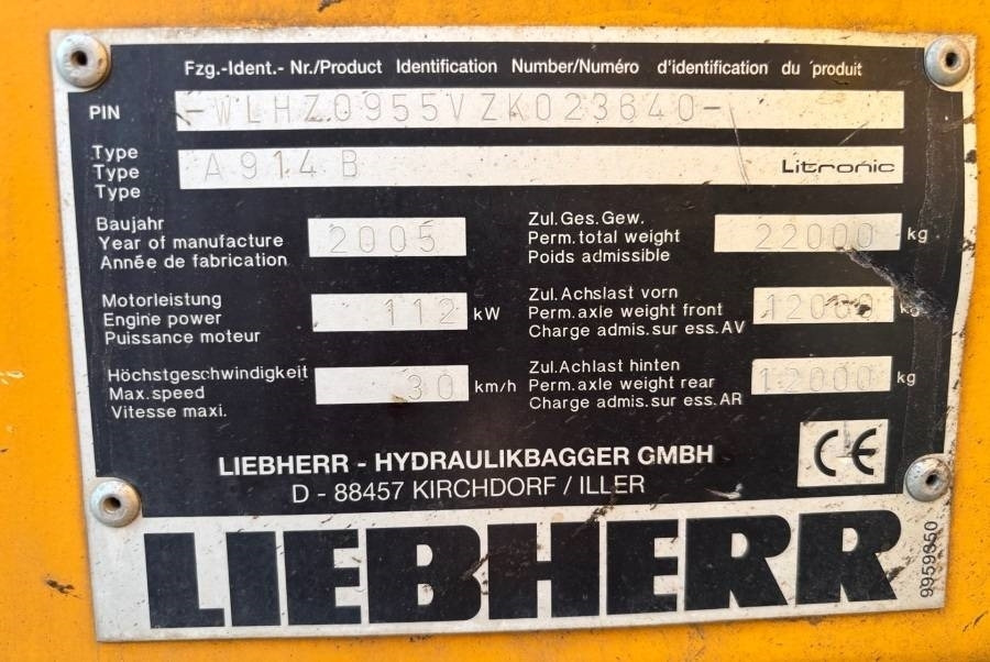 Колёсный экскаватор Liebherr A 914 Litronic A2-PL Tiltrotator 30Km/h: фото 28