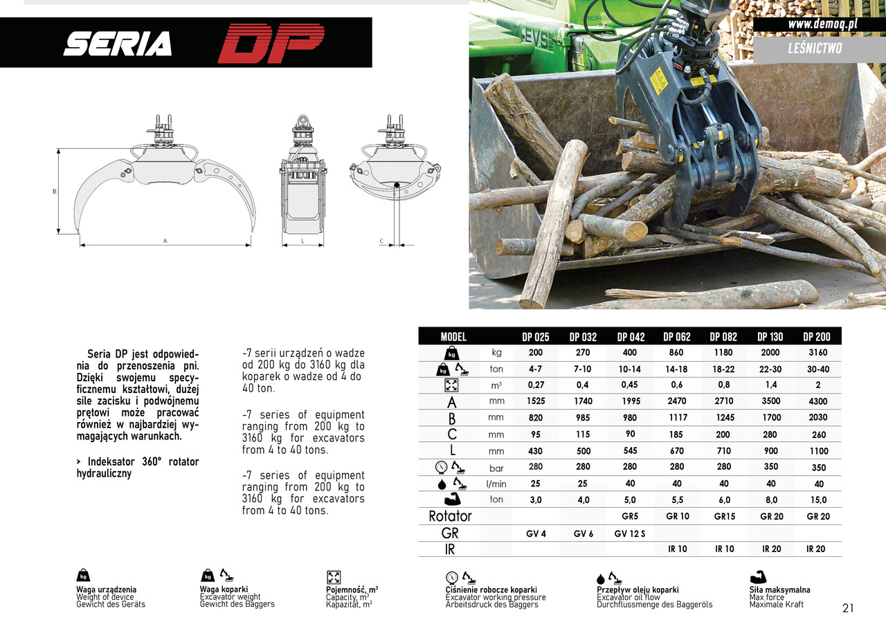 DEMOQ DP200 Log Grab 3160 kg - Грейфер для Строительной техники: фото 3 DEMOQ DP200 Log Grab 3160 kg - Грейфер для Строительной техники: фото 3