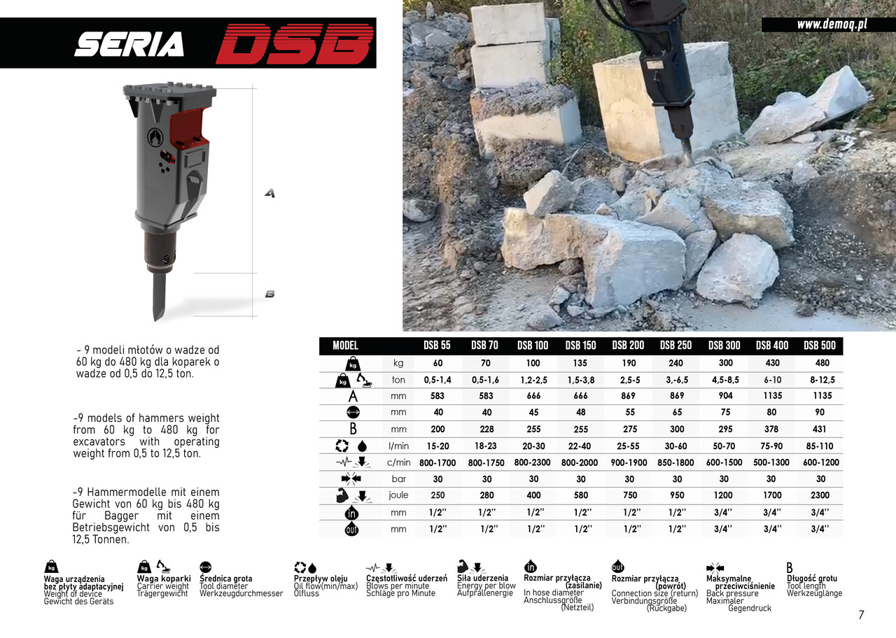 DEMOQ DSB 500 Hydraulic breaker 480 KG - Гидромолот для Экскаваторов: фото 3 DEMOQ DSB 500 Hydraulic breaker 480 KG - Гидромолот для Экскаваторов: фото 3