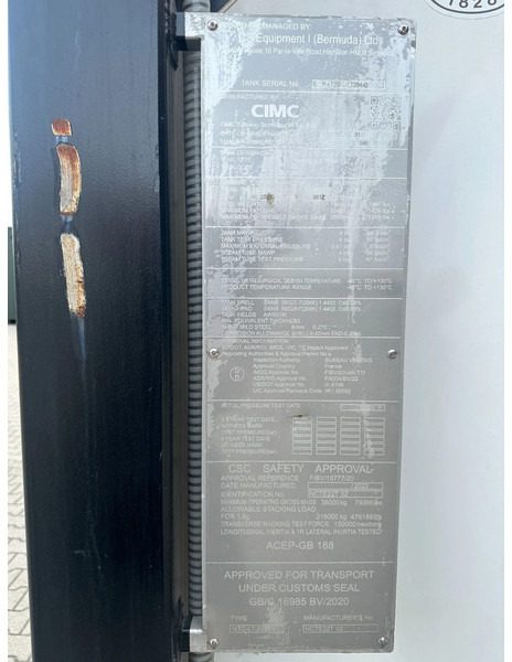 Резервуар для хранения CIMC 20FT ISO /  25.030L - 1 comp. / L4BN / UN Portable / T11 /  test: 10 -2026: фото 12