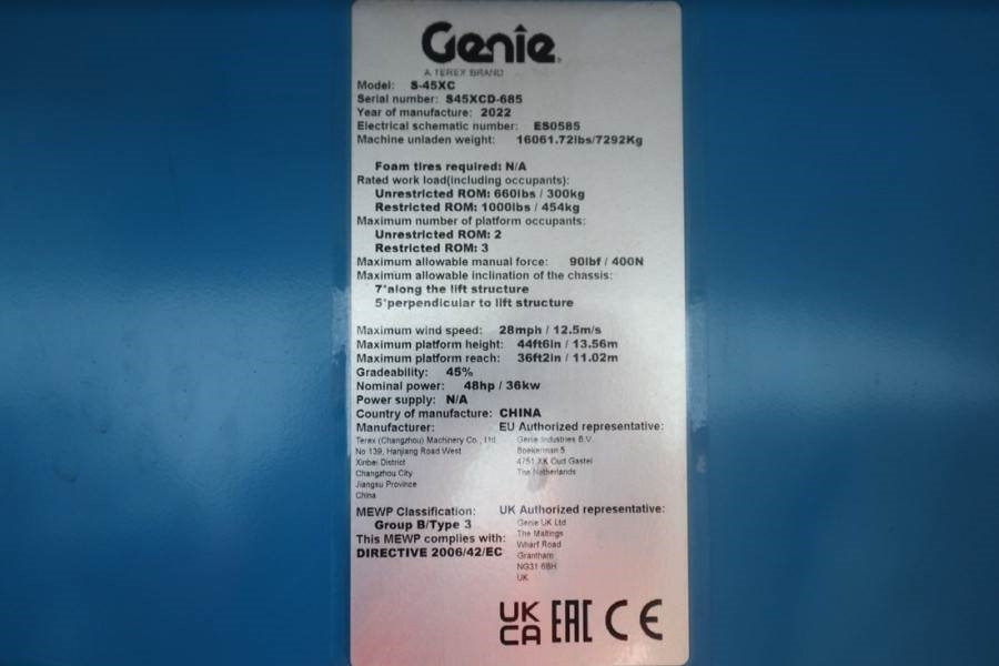 Genie S45XC Valid Inspection, *Guarantee! Diesel, 4x4 Dr в лизинг Genie S45XC Valid Inspection, *Guarantee! Diesel, 4x4 Dr: фото 6 Genie S45XC Valid Inspection, *Guarantee! Diesel, 4x4 Dr в лизинг Genie S45XC Valid Inspection, *Guarantee! Diesel, 4x4 Dr: фото 6
