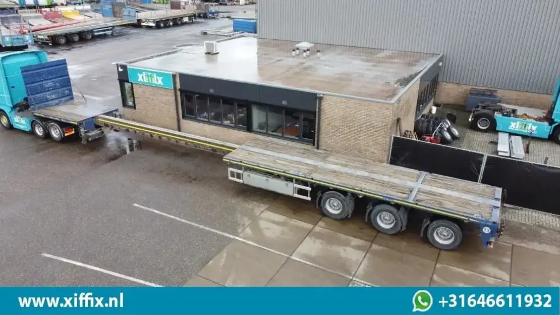 Goldhofer 3-ass. Vlakke uitschuifbare oplegger / 3x gestuurd - Полуприцеп бортовой/ Платформа: фото 1 Goldhofer 3-ass. Vlakke uitschuifbare oplegger / 3x gestuurd - Полуприцеп бортовой/ Платформа: фото 1