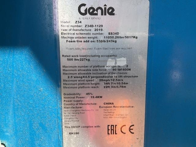 Genie Z34 - Коленчатый подъемник: фото 5 Genie Z34 - Коленчатый подъемник: фото 5