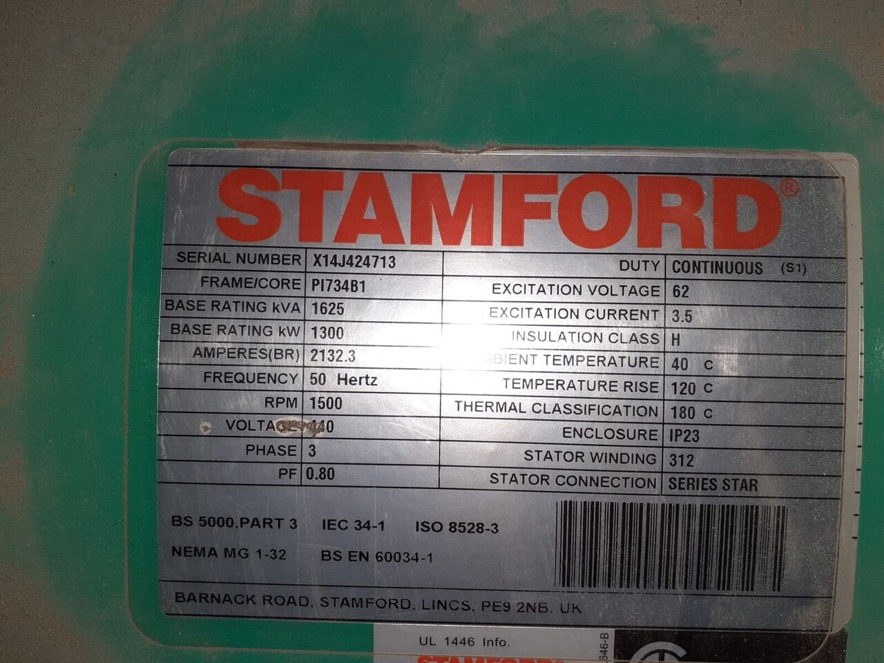 Stamford Generator Cummins STAMFORD 1600 KVA 2015 rok . Agregaty Prądotwó в лизинг Stamford Generator Cummins STAMFORD 1600 KVA 2015 rok . Agregaty Prądotwó: фото 6