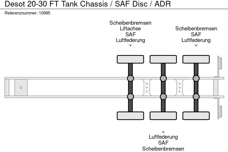 Полуприцеп-контейнеровоз/ Сменный кузов DESOT 20-30 FT Tank Chassis / SAF Disc / ADR: фото 9 Полуприцеп-контейнеровоз/ Сменный кузов DESOT 20-30 FT Tank Chassis / SAF Disc / ADR: фото 9