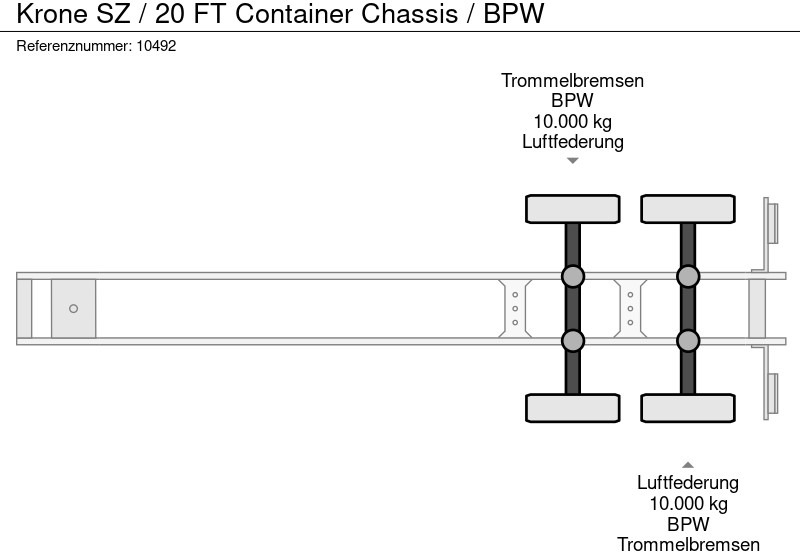 Полуприцеп-контейнеровоз/ Сменный кузов Krone SZ / 20 FT Container Chassis / BPW: фото 10
