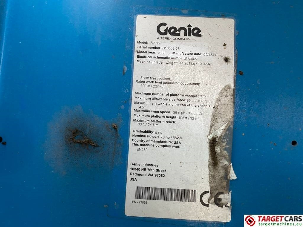 Телескопический подъемник Genie S-105 Telescopic 4x4x4 Diesel Boom WorkLift 3400cm: фото 10