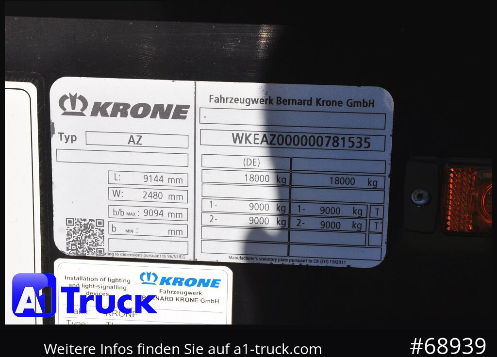 Прицеп-контейнеровоз/ Сменный кузов KRONE Standard BDF Anhänger für 7,45 WB, 1 Vorbesitzer: фото 8