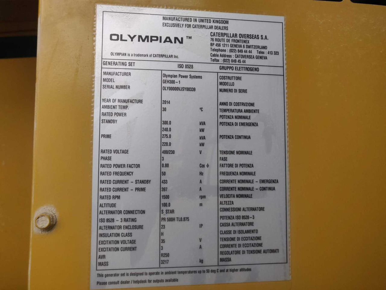 Caterpillar Olympian GEH300-1 - Электрогенератор: фото 2 Caterpillar Olympian GEH300-1 - Электрогенератор: фото 2