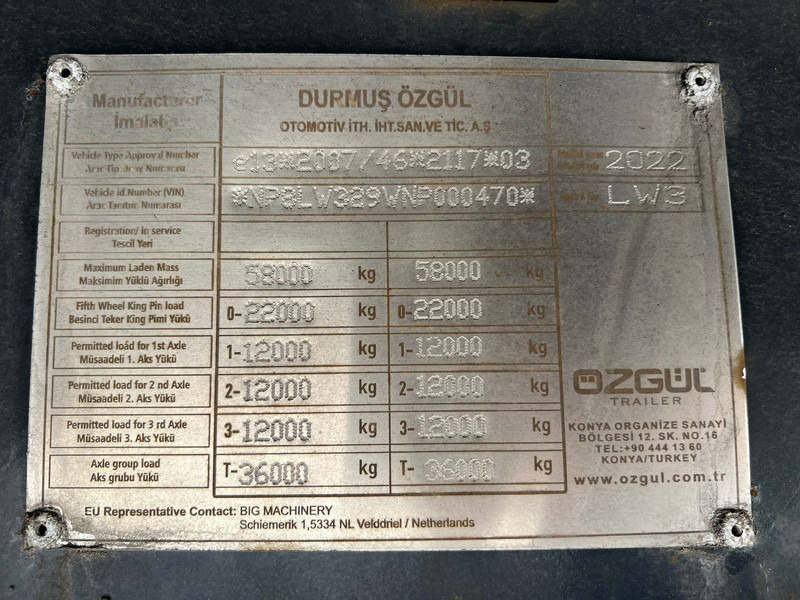 OZGUL LW3 EU 1SS - Низкорамный полуприцеп: фото 4 OZGUL LW3 EU 1SS - Низкорамный полуприцеп: фото 4