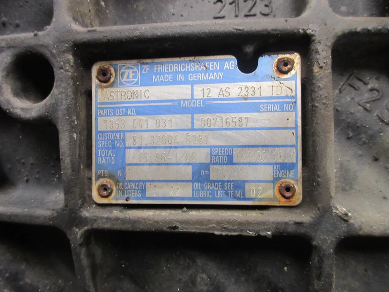 MAN 81.32004-6267 // 12AS2331 TD RATIO 15,86-1.00 TRANSMISSSIE EURO 5 - Коробка передач для Грузовиков: фото 5 MAN 81.32004-6267 // 12AS2331 TD RATIO 15,86-1.00 TRANSMISSSIE EURO 5 - Коробка передач для Грузовиков: фото 5