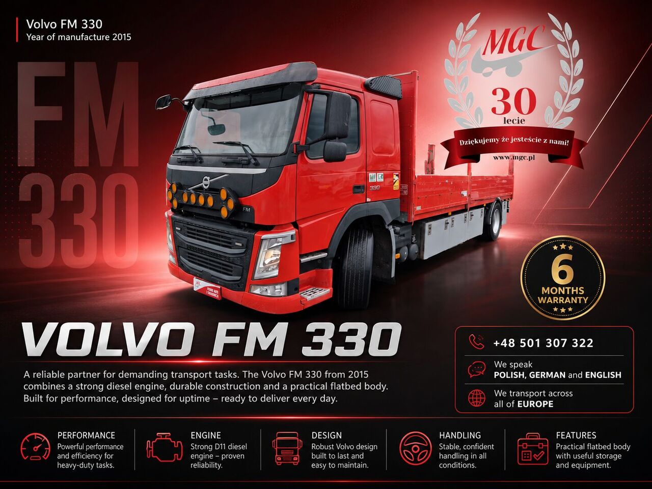 Volvo FM 330 - Грузовик бортовой/ Платформа, Автоманипулятор: фото 1 Volvo FM 330 - Грузовик бортовой/ Платформа, Автоманипулятор: фото 1
