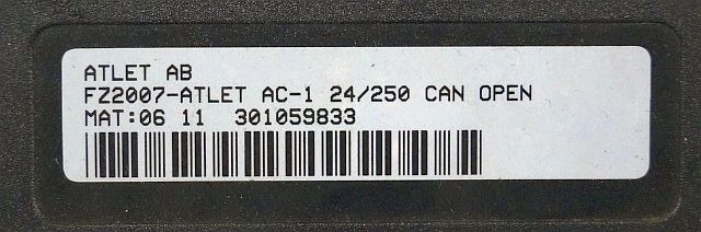 Atlet 301059833 | Rij regeling drive controller fz2007-Atlet AC-1 24/250A Can Op - Блок управления для Погрузочно-разгрузочной техники: фото 2 Atlet 301059833 | Rij regeling drive controller fz2007-Atlet AC-1 24/250A Can Op - Блок управления для Погрузочно-разгрузочной техники: фото 2