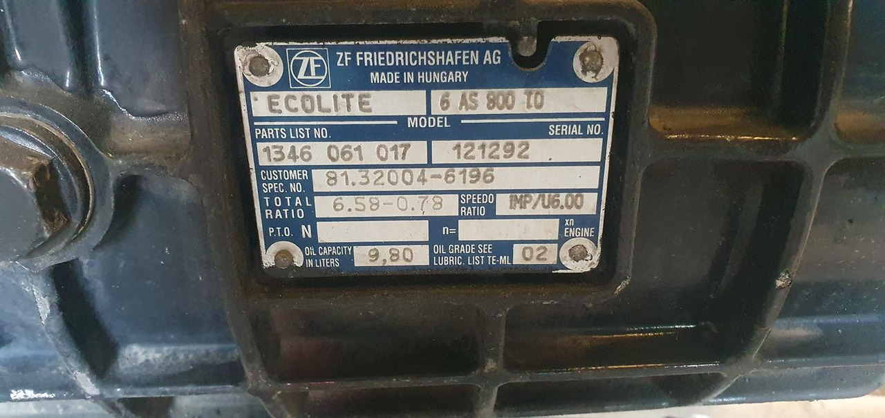 ZF ECOLITE 6 AS 800 TO - AUTOMATIC - Коробка передач для Грузовиков: фото 5 ZF ECOLITE 6 AS 800 TO - AUTOMATIC - Коробка передач для Грузовиков: фото 5