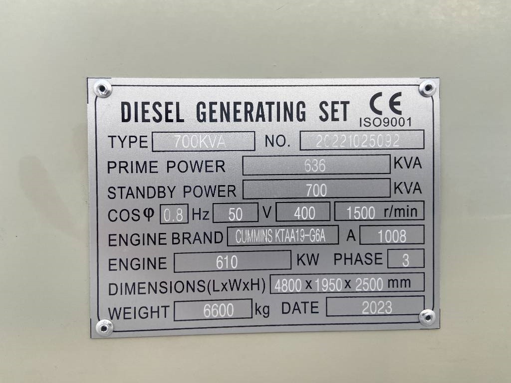 Cummins KTAA19-G6A - 700 kVA Generator - DPX-19848 - Электрогенератор: фото 4 Cummins KTAA19-G6A - 700 kVA Generator - DPX-19848 - Электрогенератор: фото 4