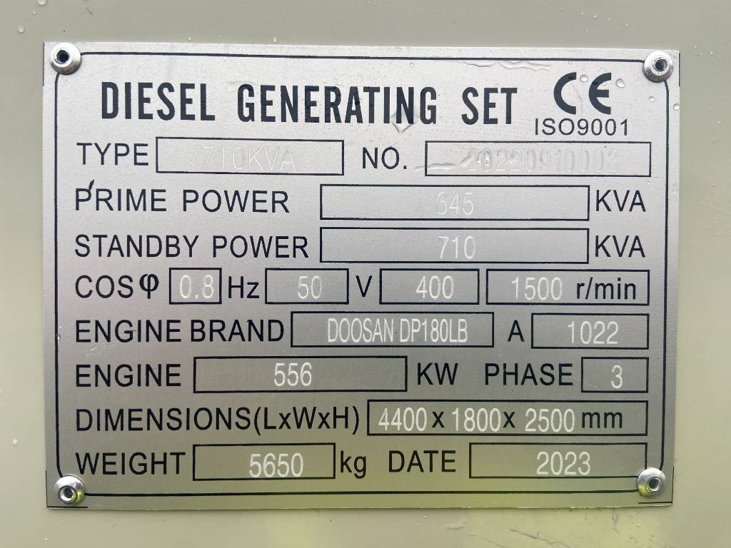 Doosan DP180LB - 710 kVA Generator - DPX 19857 - Электрогенератор: фото 4 Doosan DP180LB - 710 kVA Generator - DPX 19857 - Электрогенератор: фото 4