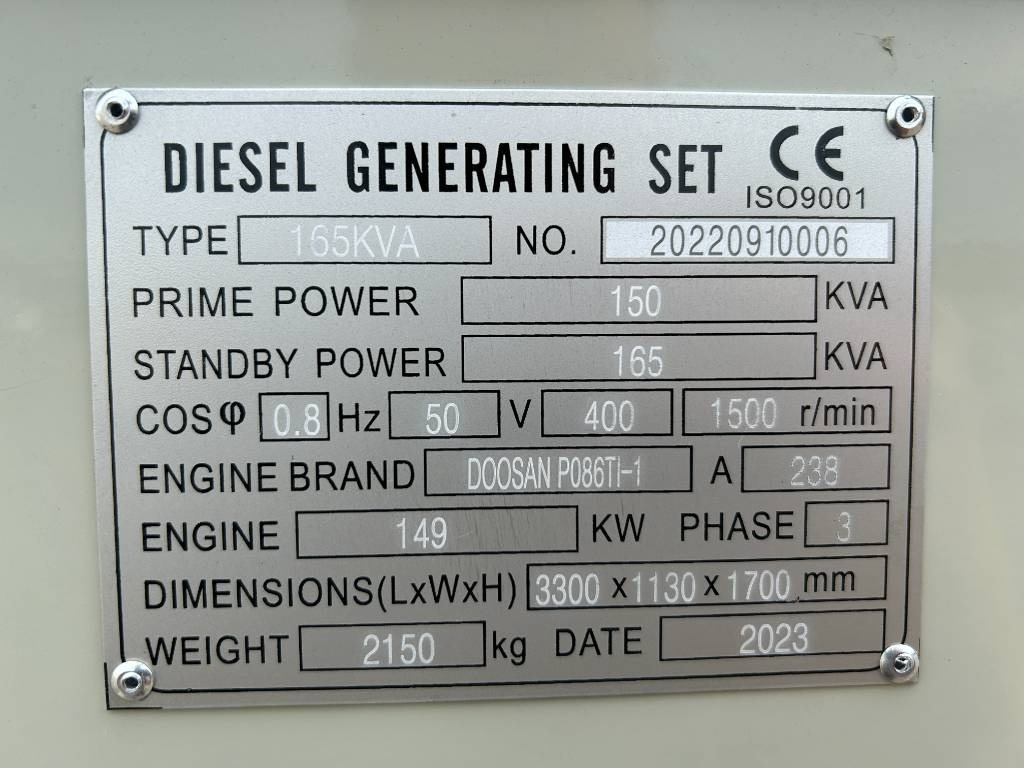 Doosan P086TI-1 - 165 kVA Generator - DPX-19851 - Электрогенератор: фото 4 Doosan P086TI-1 - 165 kVA Generator - DPX-19851 - Электрогенератор: фото 4