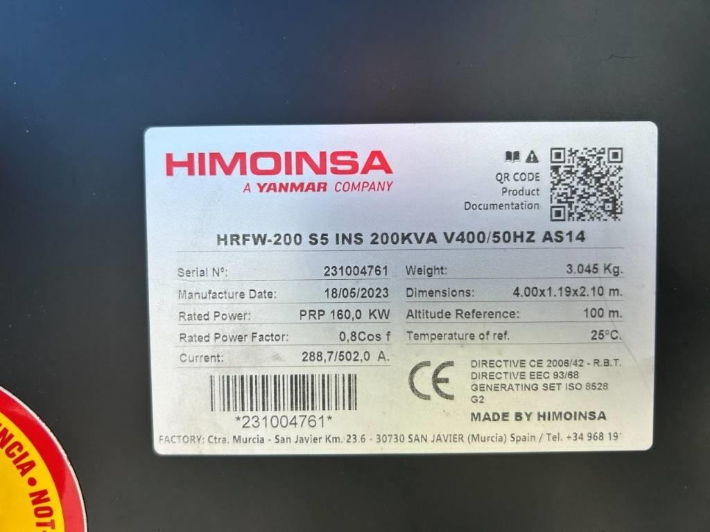 Himoinsa HRFW-200S5 - 200 kVA Stage V - DPX-12636 - Электрогенератор: фото 5 Himoinsa HRFW-200S5 - 200 kVA Stage V - DPX-12636 - Электрогенератор: фото 5