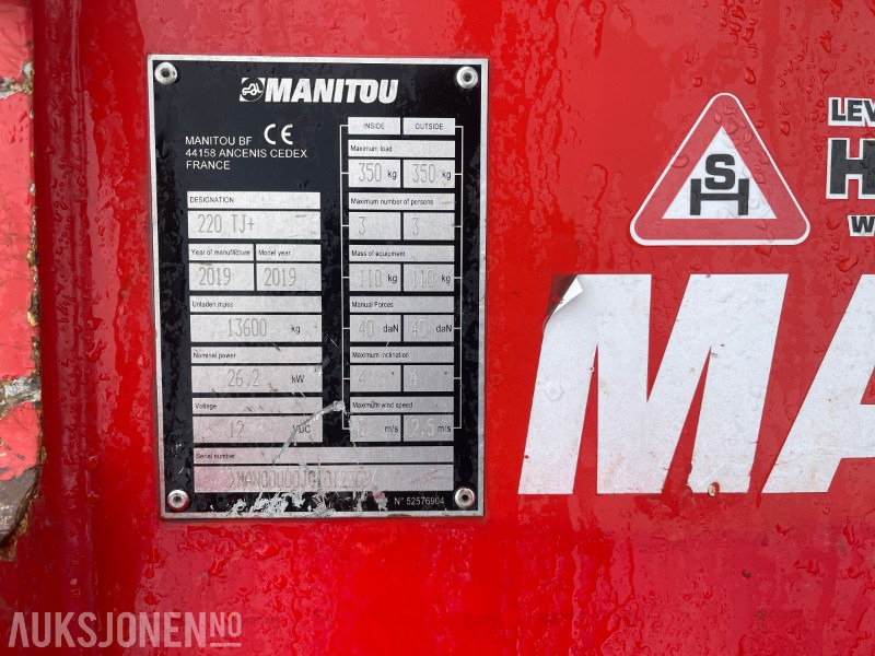 2019 Manitou 220TJ+ Teleskopbomlift med 22m arbeidshøyde - Подъёмник: фото 5 2019 Manitou 220TJ+ Teleskopbomlift med 22m arbeidshøyde - Подъёмник: фото 5