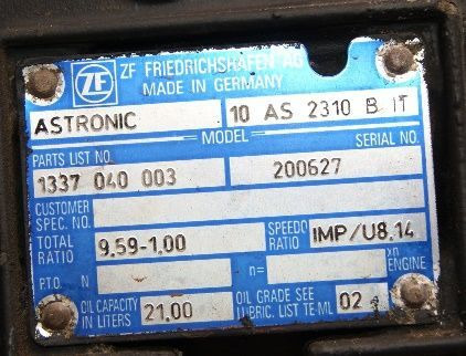 ZF 10AS2310B - Коробка передач для Грузовиков: фото 3 ZF 10AS2310B - Коробка передач для Грузовиков: фото 3