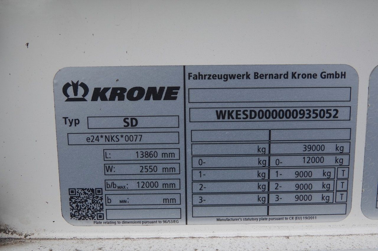 Тентованный полуприцеп Krone FIRANKA STANDARD / KOSZ NA PALETY / 2020 R: фото 19
