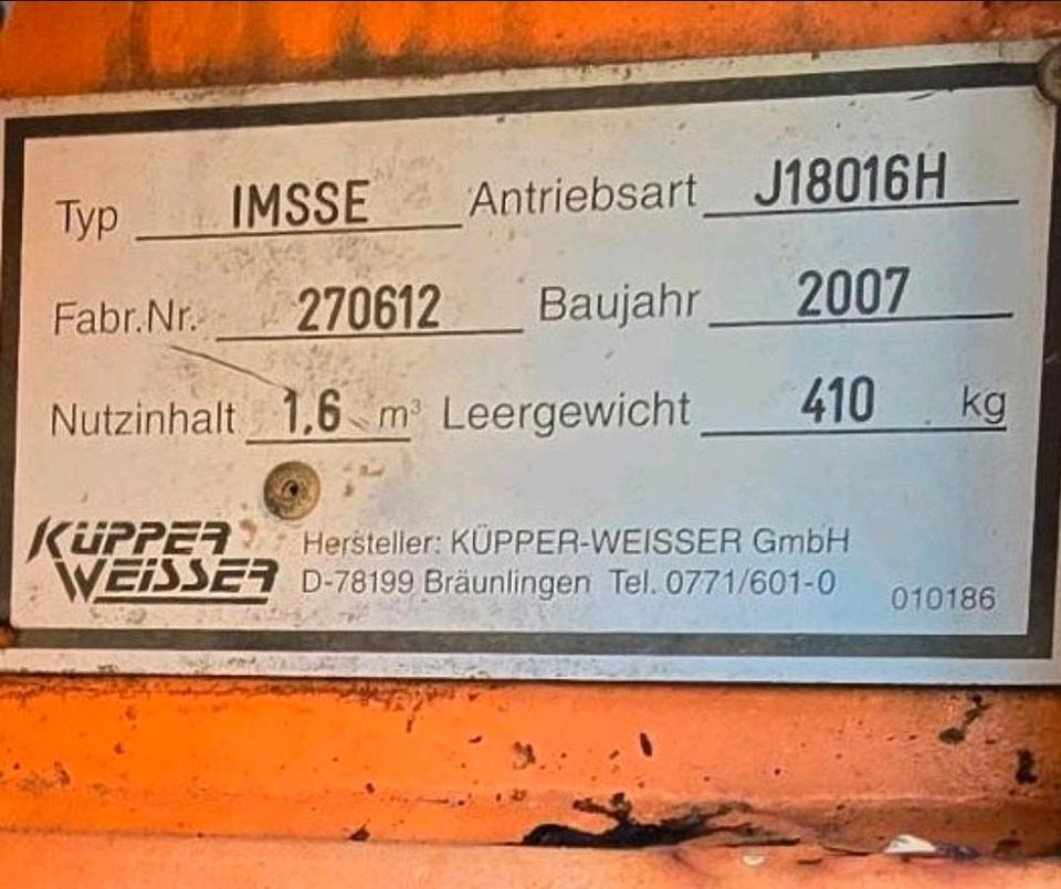 Küpper-Weisser IMSSN 1,6m3 J18016H IMSSF Salzstreuer Winterdienst Streuautomat Streusilo Solestreuer passend für Multicar Ladog Lidner - Разбрасыватель песка/ Соли: фото 4 Küpper-Weisser IMSSN 1,6m3 J18016H IMSSF Salzstreuer Winterdienst Streuautomat Streusilo Solestreuer passend für Multicar Ladog Lidner - Разбрасыватель песка/ Соли: фото 4