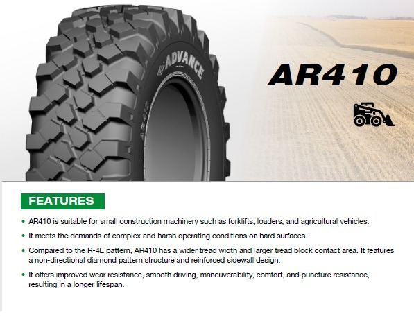 400/70R20 AR410 Advance Available as loose tire or complete wheel. - Колёсный погрузчик: фото 3 400/70R20 AR410 Advance Available as loose tire or complete wheel. - Колёсный погрузчик: фото 3