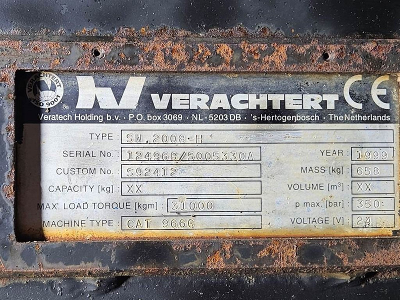 Сцепное устройство для Строительной техники Cat 966G-Verachtert SW2008-H - Quick coupler: фото 8