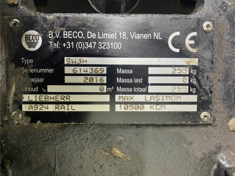 Сцепное устройство для Строительной техники Liebherr A924C-Beco SW3H-Quick coupler/Schnellwechsler: фото 11