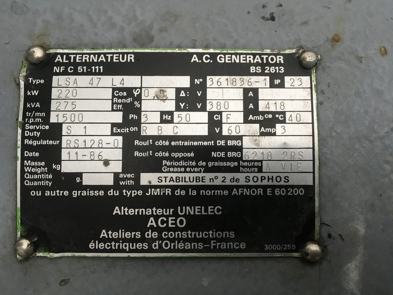 Электрогенератор Cummins NTA-855-G GENERATOR 275 KVA USED: фото 6
