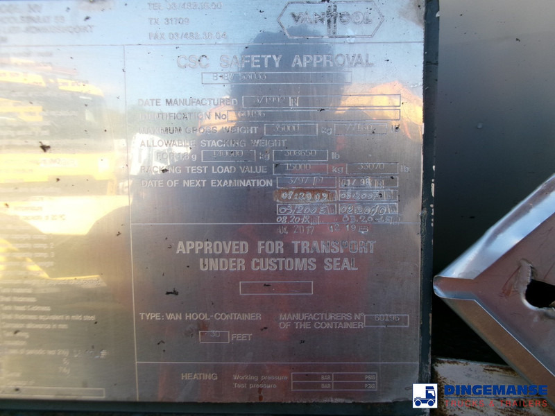 Резервуар для хранения Van Hool Tank container 34.5 m3 / 1 comp IMO2 / L4BH / 30 ft: фото 18