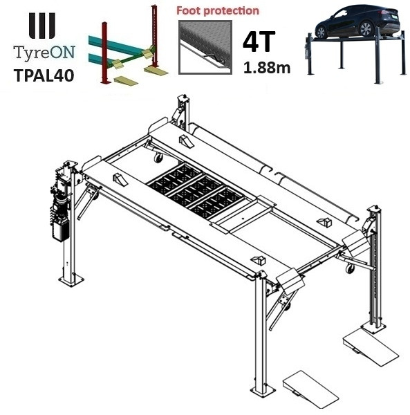 TPAL40 4T mobile hobby 4 post car lift (4 post parking lift) - Lifting height 188 cm - Runways 415 cm with roll-off protection - 230 V - RAL 7016 anthracite gray - Оборудование для гаражей/ Мастерских: фото 2 TPAL40 4T mobile hobby 4 post car lift (4 post parking lift) - Lifting height 188 cm - Runways 415 cm with roll-off protection - 230 V - RAL 7016 anthracite gray - Оборудование для гаражей/ Мастерских: фото 2