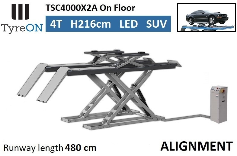 TSC4000X2A Alignment scissor lift - On floor - Free wheel lifting system - 4.8 m lightened runways - 4T - Mounted on the floor - Оборудование для гаражей/ Мастерских: фото 1 TSC4000X2A Alignment scissor lift - On floor - Free wheel lifting system - 4.8 m lightened runways - 4T - Mounted on the floor - Оборудование для гаражей/ Мастерских: фото 1
