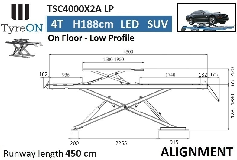 TSC4000X2A LP wheel alignment lift - On floor - Free wheel lifting system - 4.5 m lightened runways (65 cm wide) - Low profile - 4T - Оборудование для гаражей/ Мастерских: фото 4 TSC4000X2A LP wheel alignment lift - On floor - Free wheel lifting system - 4.5 m lightened runways (65 cm wide) - Low profile - 4T - Оборудование для гаражей/ Мастерских: фото 4