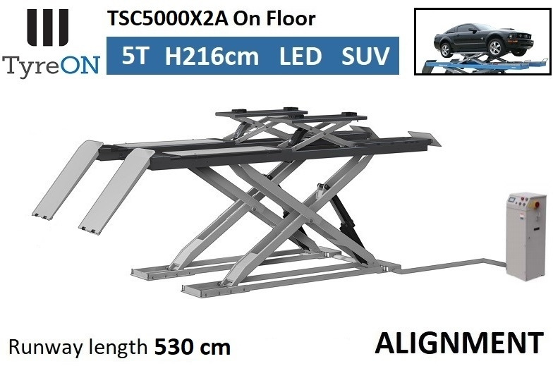 TSC5000X2A Alignment scissor lift - On floor - Free wheel lifting system - 5.3 m lightened runways - 5T- Mounted on the floor - Оборудование для гаражей/ Мастерских: фото 1 TSC5000X2A Alignment scissor lift - On floor - Free wheel lifting system - 5.3 m lightened runways - 5T- Mounted on the floor - Оборудование для гаражей/ Мастерских: фото 1