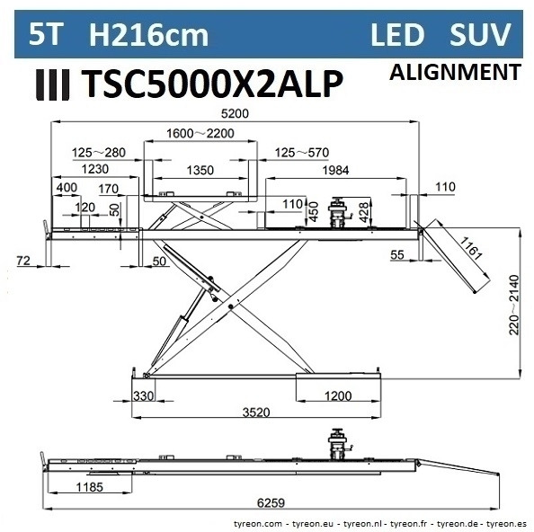 TSC5000X2A LP wheel alignment lift - On floor - Free wheel lifting system - 5.2 m lightened runways (76 cm wide) - Low profile - 5T - Оборудование для гаражей/ Мастерских: фото 3 TSC5000X2A LP wheel alignment lift - On floor - Free wheel lifting system - 5.2 m lightened runways (76 cm wide) - Low profile - 5T - Оборудование для гаражей/ Мастерских: фото 3
