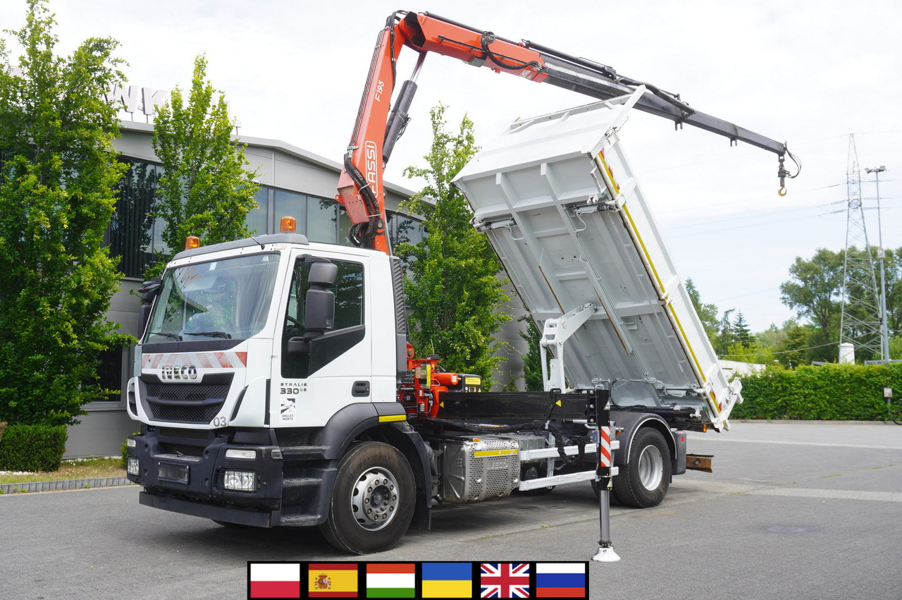 IVECO STRALIS 330 E6 / FASSI 195A 8.5 T / 3-side tipper - Самосвал, Автоманипулятор: фото 1 IVECO STRALIS 330 E6 / FASSI 195A 8.5 T / 3-side tipper - Самосвал, Автоманипулятор: фото 1