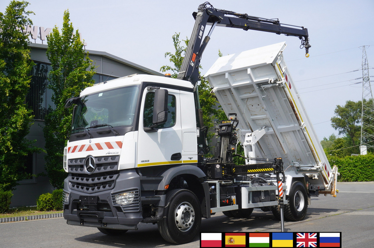 MERCEDES-BENZ Arocs 1833 / 87,000 km!!! / Hds HIAB X-DUO 128 B-2 / three-sided tipper - Грузовик бортовой/ Платформа, Автоманипулятор: фото 1 MERCEDES-BENZ Arocs 1833 / 87,000 km!!! / Hds HIAB X-DUO 128 B-2 / three-sided tipper - Грузовик бортовой/ Платформа, Автоманипулятор: фото 1