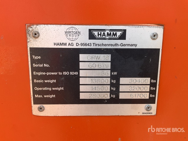2003 Hamm GRW18 8 Wheel Pneumatic Roller - Пневмоколесный каток: фото 1 2003 Hamm GRW18 8 Wheel Pneumatic Roller - Пневмоколесный каток: фото 1