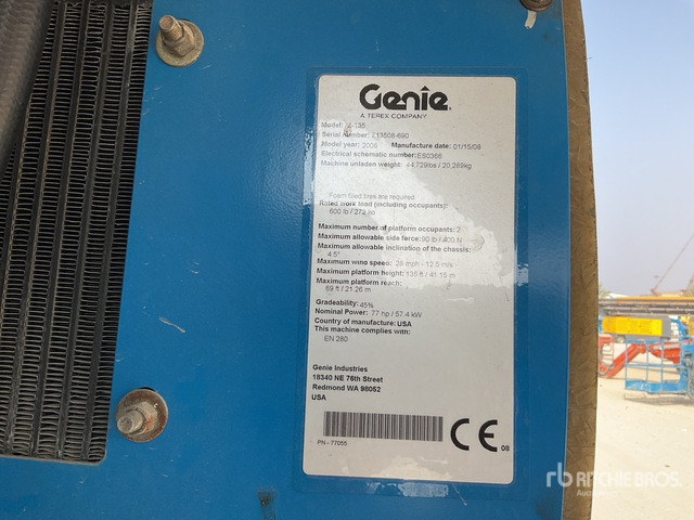 2008 Genie Z-135 4WD Diesel Articulating Boom Lift - Коленчатый подъемник: фото 3 2008 Genie Z-135 4WD Diesel Articulating Boom Lift - Коленчатый подъемник: фото 3